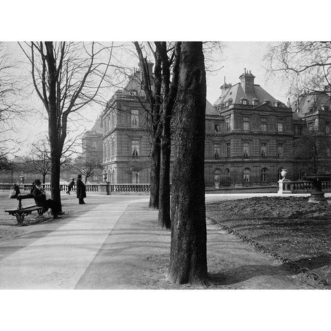 Paris, 1902-1903 - Luxembourg Gardens Gold Ornate Wood Framed Art Print with Double Matting by Atget, Eugene