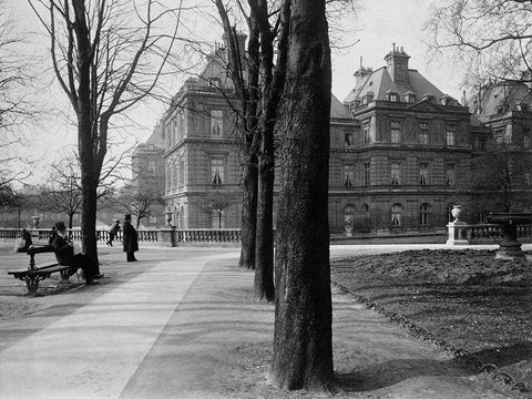 Paris, 1902-1903 - Luxembourg Gardens Black Ornate Wood Framed Art Print with Double Matting by Atget, Eugene