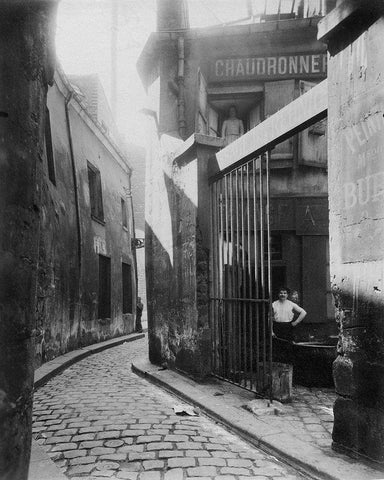 Paris, 1911 - Metalworkers Shop, passage de la Reunion White Modern Wood Framed Art Print with Double Matting by Atget, Eugene