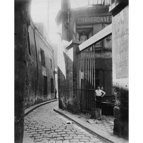 Paris, 1911 - Metalworkers Shop, passage de la Reunion Gold Ornate Wood Framed Art Print with Double Matting by Atget, Eugene