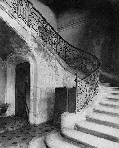 Paris, 1900 - Staircase, Hotel de Brinvilliers, rue Charles V Black Ornate Wood Framed Art Print with Double Matting by Atget, Eugene