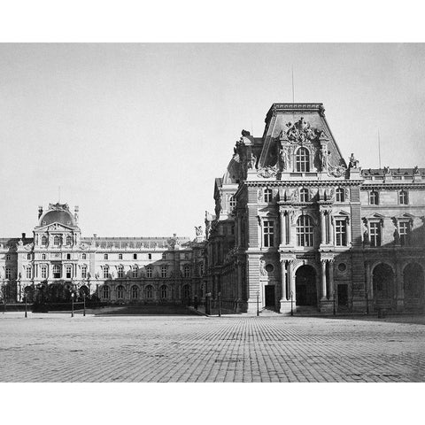 Paris, 1859 - Mollien Pavilion, the Louvre White Modern Wood Framed Art Print by Le Gray, Gustave