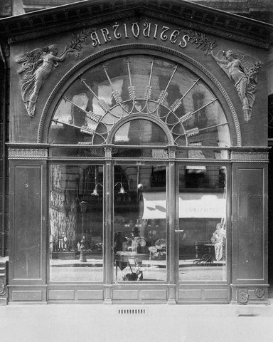 Paris, 1902 - Antique Store, rue du Faubourg-Saint-Honore Black Ornate Wood Framed Art Print with Double Matting by Atget, Eugene