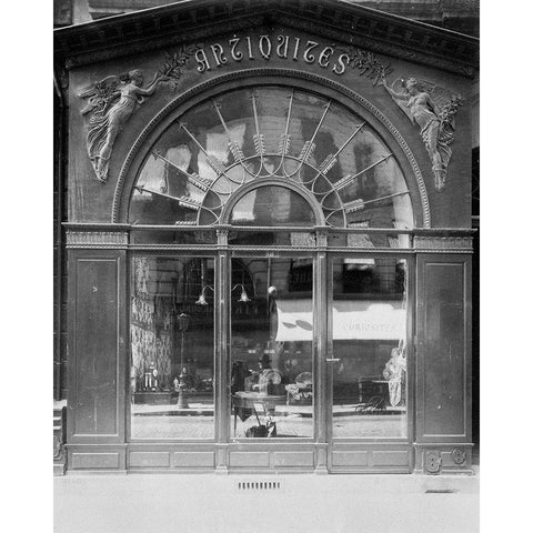 Paris, 1902 - Antique Store, rue du Faubourg-Saint-Honore Black Modern Wood Framed Art Print with Double Matting by Atget, Eugene