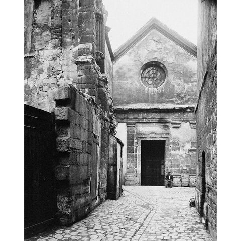 Paris, 1898 - The Facade of Saint Julien le Pauvre White Modern Wood Framed Art Print by Atget, Eugene