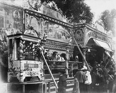 Paris, 1898 - Animal Circus, Fete des Invalides White Modern Wood Framed Art Print with Double Matting by Atget, Eugene