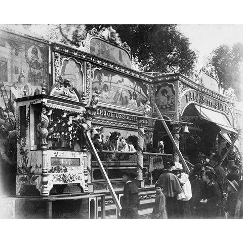 Paris, 1898 - Animal Circus, Fete des Invalides Gold Ornate Wood Framed Art Print with Double Matting by Atget, Eugene