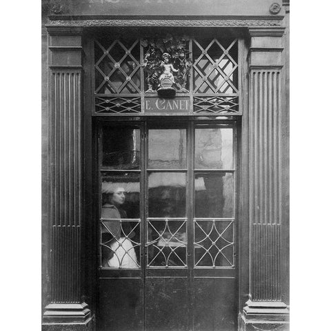 Paris, 1901-1902 - Petit Bacchus, rue St. Louis en lIle Black Modern Wood Framed Art Print with Double Matting by Atget, Eugene