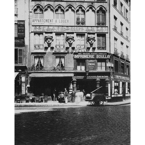 Paris, 1903 - House on the Place du Caire White Modern Wood Framed Art Print by Atget, Eugene