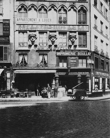 Paris, 1903 - House on the Place du Caire White Modern Wood Framed Art Print with Double Matting by Atget, Eugene