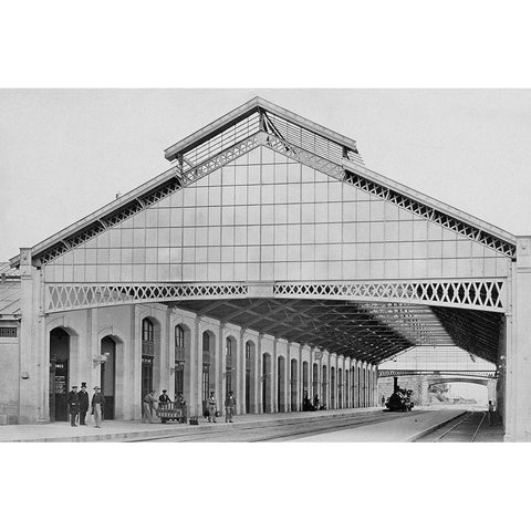 France, 1860-1863 - Nevers Station Gold Ornate Wood Framed Art Print with Double Matting by Collard, Auguste Hippolyte