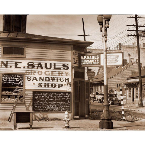 Street Scene, New Orleans, Louisiana, 1935 Black Modern Wood Framed Art Print with Double Matting by Evans, Walker