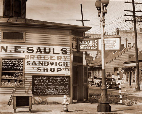 Street Scene, New Orleans, Louisiana, 1935 Black Ornate Wood Framed Art Print with Double Matting by Evans, Walker