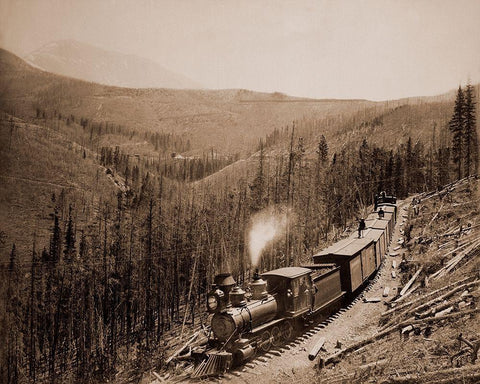 Marshall Pass, Colorado, Westside, 1880-1881 White Modern Wood Framed Art Print with Double Matting by Jackson, William Henry