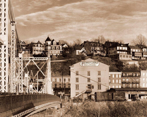 Part of Phillipsburg, New Jersey, 1935 Black Ornate Wood Framed Art Print with Double Matting by Evans, Walker