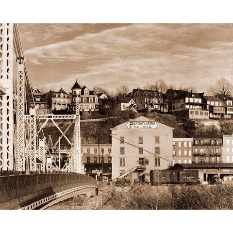 Part of Phillipsburg, New Jersey, 1935 Gold Ornate Wood Framed Art Print with Double Matting by Evans, Walker