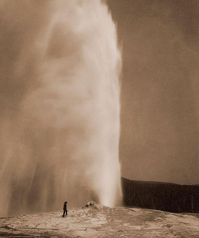 Old Faithful, 1870 White Modern Wood Framed Art Print with Double Matting by Jackson, William Henry