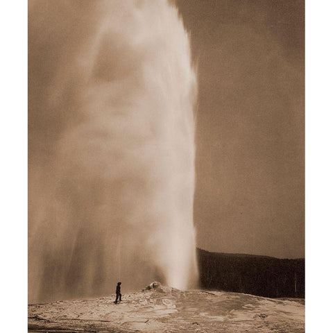 Old Faithful, 1870 Black Modern Wood Framed Art Print with Double Matting by Jackson, William Henry