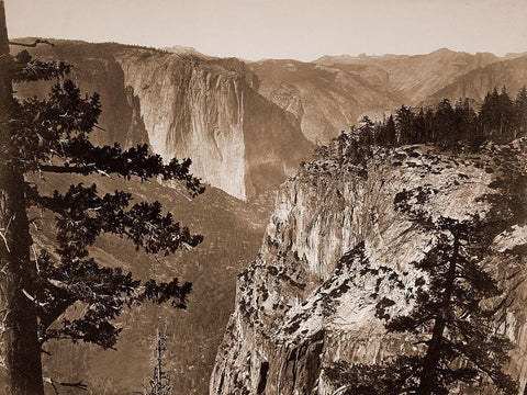 First View of the Valley, Yosemite, California, about 1866 White Modern Wood Framed Art Print with Double Matting by Watkins, Carleton