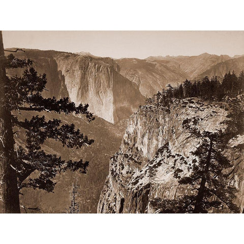 First View of the Valley, Yosemite, California, about 1866 Black Modern Wood Framed Art Print by Watkins, Carleton