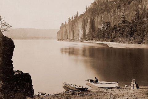 Cape Horn, Columbia River, Oregon, 1867 Black Ornate Wood Framed Art Print with Double Matting by Watkins, Carleton