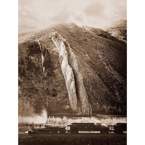 The Devils Slide, Utah, 1873-1874 Gold Ornate Wood Framed Art Print with Double Matting by Watkins, Carleton