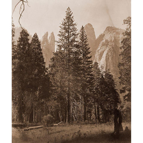 Cathedral Spires - Yosemite, California, 1861 Black Modern Wood Framed Art Print with Double Matting by Watkins, Carleton