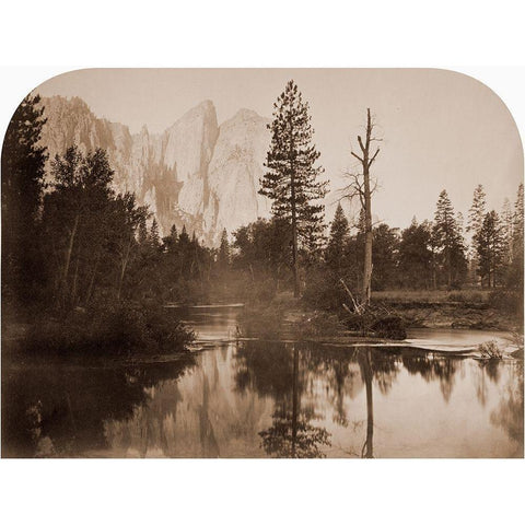 River View - Down the Valley - Yosemite, California, 1861 Black Modern Wood Framed Art Print with Double Matting by Watkins, Carleton