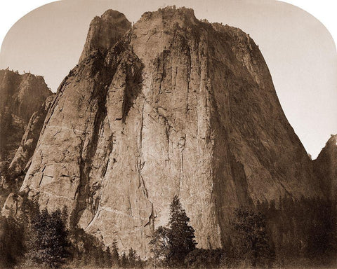 Cathedral Rock - Yosemite, California, 1861 Black Ornate Wood Framed Art Print with Double Matting by Watkins, Carleton