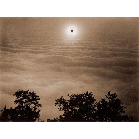 Solar Eclipse from Santa Lucia Range, California, January 1, 1889 White Modern Wood Framed Art Print by Watkins, Carleton