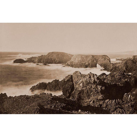 Coast View off Mendocino, California, 1863 White Modern Wood Framed Art Print by Watkins, Carleton