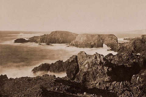 Coast View off Mendocino, California, 1863 Black Ornate Wood Framed Art Print with Double Matting by Watkins, Carleton