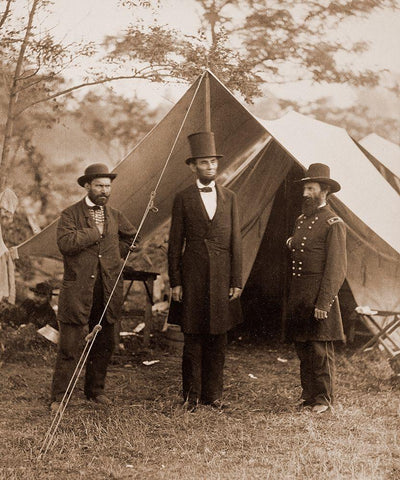 President Lincoln on the Battlefield of Antietam, Maryland, October 2, 1862 Black Ornate Wood Framed Art Print with Double Matting by Gardner, Alexander