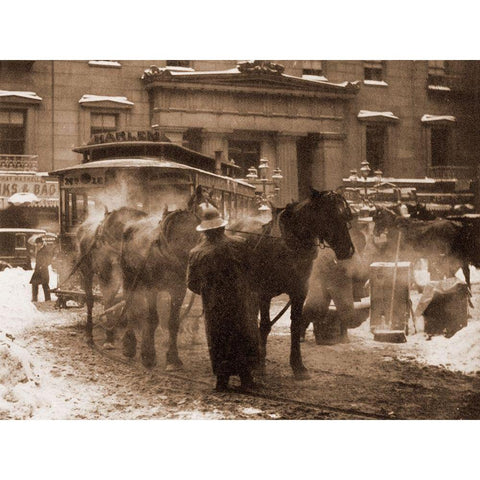 The Terminal, New York City, 1893 Gold Ornate Wood Framed Art Print with Double Matting by Stieglitz, Alfred