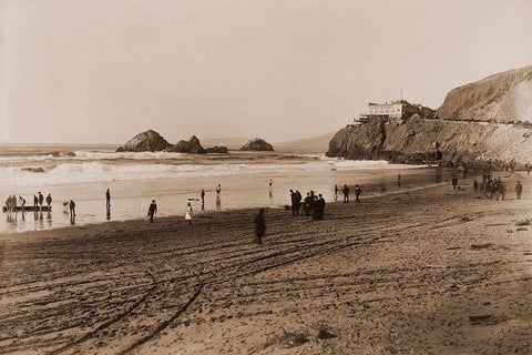 The Cliff House, San Francisco, about 1879-1880 Black Ornate Wood Framed Art Print with Double Matting by Watkins, Carleton