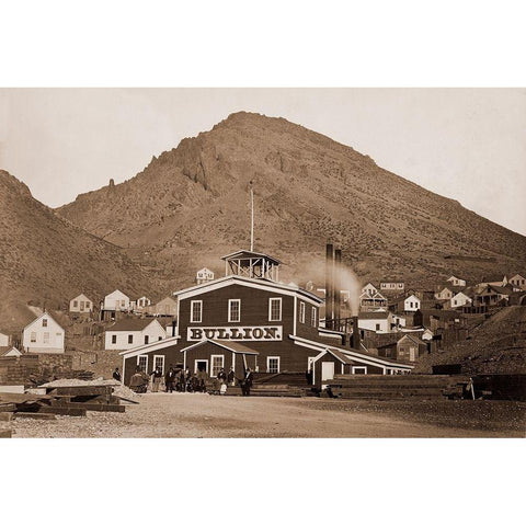 The Bullion Mine, Virginia City, Nevada, 1880 White Modern Wood Framed Art Print by Watkins, Carleton