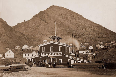 The Bullion Mine, Virginia City, Nevada, 1880 White Modern Wood Framed Art Print with Double Matting by Watkins, Carleton