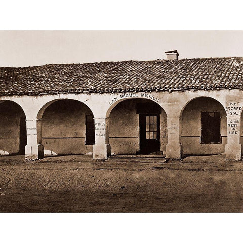 San Miguel Mission, San Miguel, California, 1876-1880 Gold Ornate Wood Framed Art Print with Double Matting by Watkins, Carleton