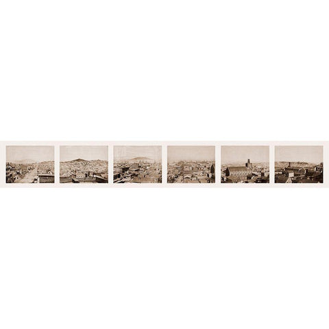 Six-part Panorama of San Francisco, 1855-1856 White Modern Wood Framed Art Print by Watkins, Carleton