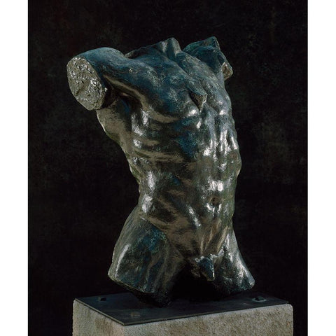 Marsyas (Torso of The Falling Man), ca. 1882-1889 Gold Ornate Wood Framed Art Print with Double Matting by Rodin, Auguste