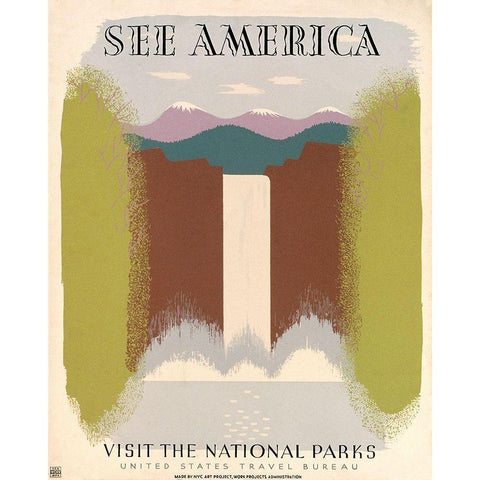 See America Visit the National Parks, ca. 1936-1940 Black Modern Wood Framed Art Print with Double Matting by Herzog, Harry