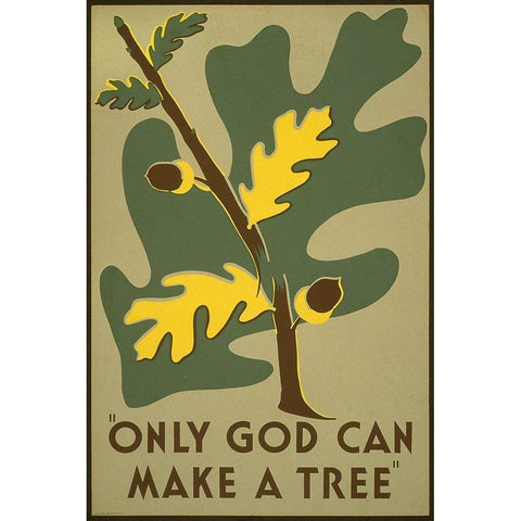 Only God Can Make a Tree, 1938 Black Modern Wood Framed Art Print with Double Matting by Clough, Stanley Thomas