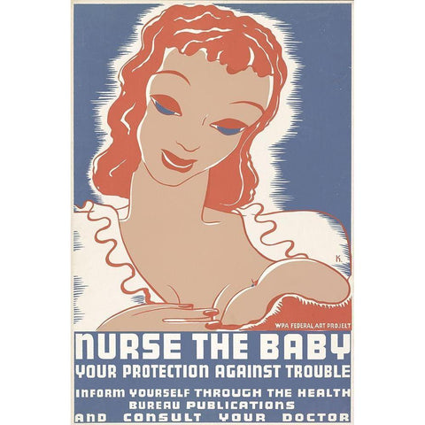 Nurse the baby. Your protection against trouble White Modern Wood Framed Art Print by Krause, Erik-Hans