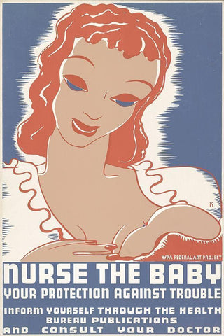 Nurse the baby. Your protection against trouble White Modern Wood Framed Art Print with Double Matting by Krause, Erik-Hans