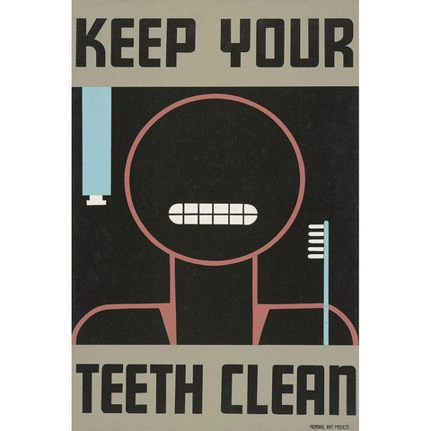 Keep your teeth clean White Modern Wood Framed Art Print by WPA