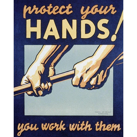 Protect your hands Gold Ornate Wood Framed Art Print with Double Matting by Muchley, Robert