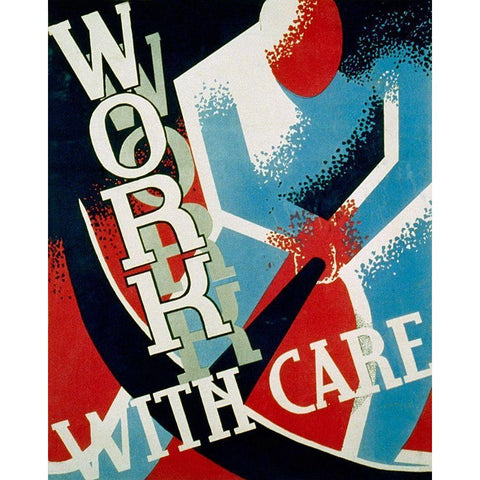 Work with care White Modern Wood Framed Art Print by Sherman, Nathan