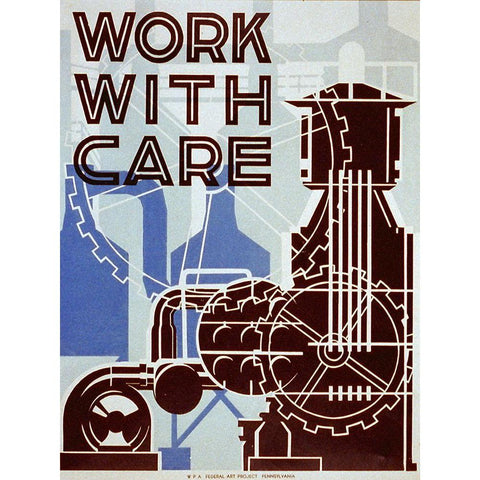 Work with care Gold Ornate Wood Framed Art Print with Double Matting by Sherman, Nathan