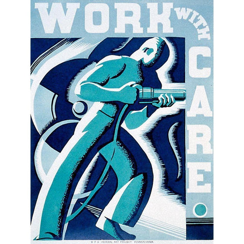 Work with care Black Modern Wood Framed Art Print with Double Matting by Muchley, Robert