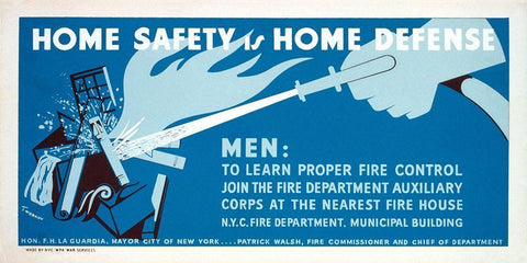 Home safety is home defense - Learn fire control Black Ornate Wood Framed Art Print with Double Matting by Tworkov, Jack